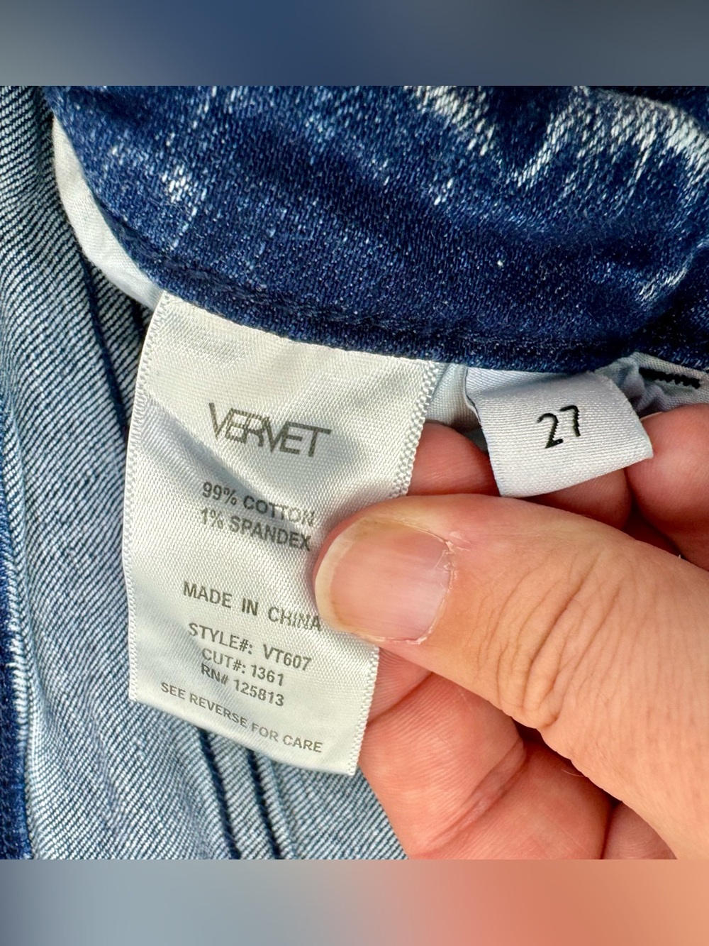 Vervet Blue Skinny Jeans 27 (28x27) High Rise distressed - Picture 5 of 12